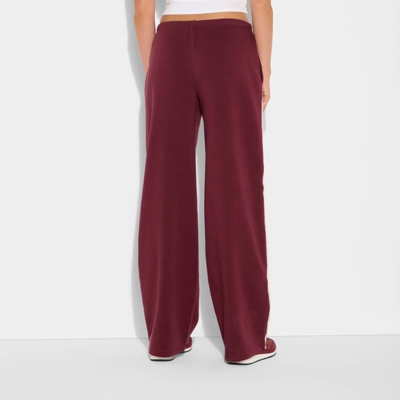 Women's Burgundy Track Pants with Lace Stripes NWT - Picture 2 of 4